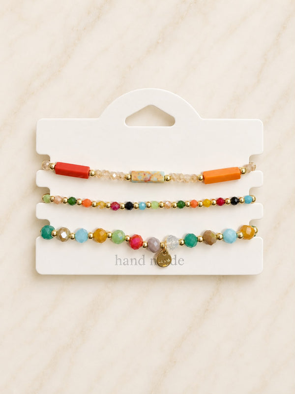 Glasperlen Armbänder 3er Sets